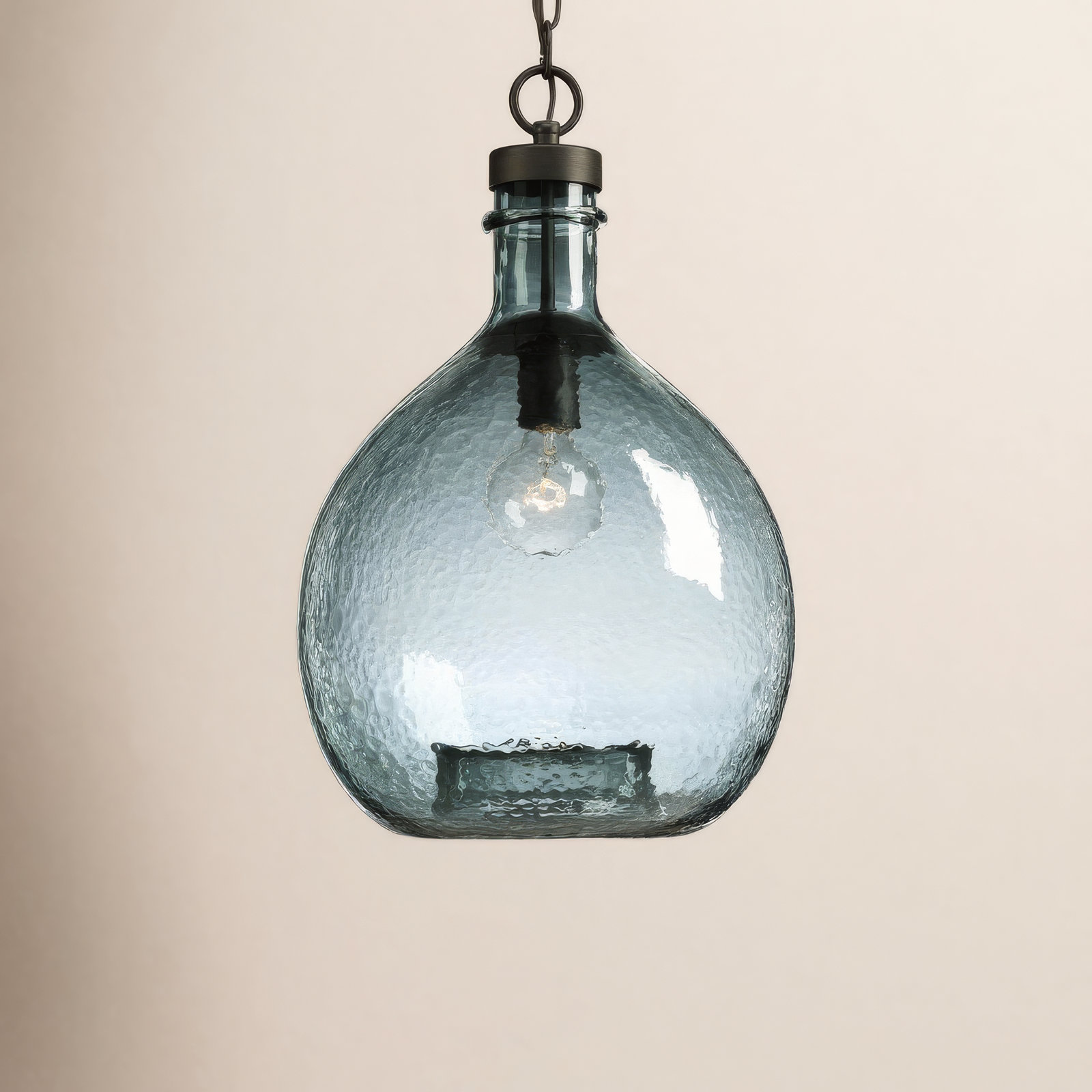 Rochester Single Light Glass Dimmable Pendant, Antique Bronze