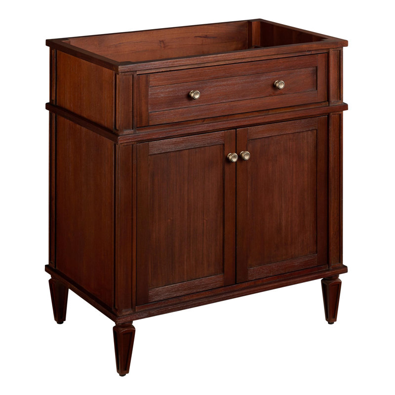 Elmdale 30" Freestanding Mahogany Single Basin Vanity Rectangular Undermount Sink, Charcoal Black, Carrara Marble, 8" Centers