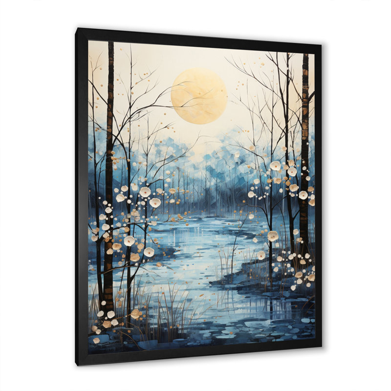 Birch Woods Winter Moonrise II, Cadre photo noir, H 20 po x l 12 po x P 1 po