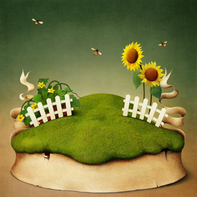 Glade With Sunflowers by Wacomka - Wrapped Canvas Print, 30cm H x 30cm W x 3.8cm D