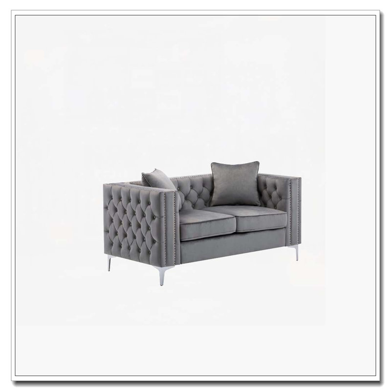 Causeuse en velours gris Lorreto