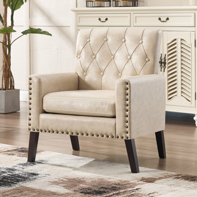 Retro Faux Leather Club Chair - Mid Century Modern Style For Office & Living Room