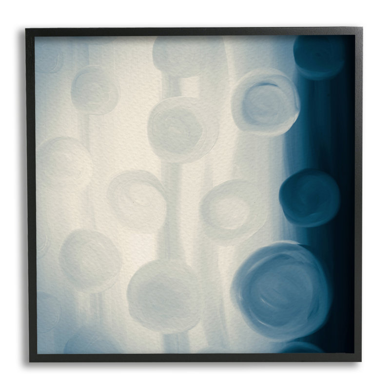 Motif de cercles abstraits d'un bleu riche par Amy Brinkman, L 17 po x H 17 po, Giclée encadrée noir minuit