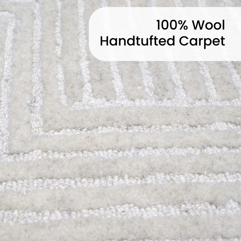 (5' x 7' ft) Hand Tufted Wool Carpet with Latex Back, Anti-Skid Carpet, Rectangle 5' x 7'