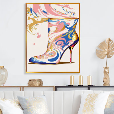 " Pink And Blue Deco High Heel Boots IV "