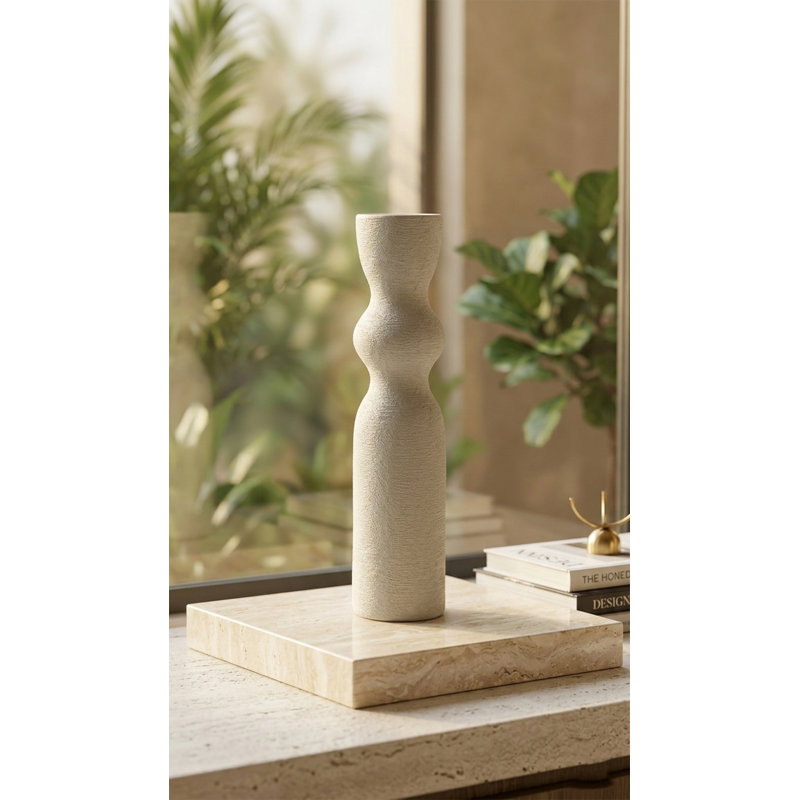 Vase en céramique texturé moderne Wabi-Sabi, Blanc
