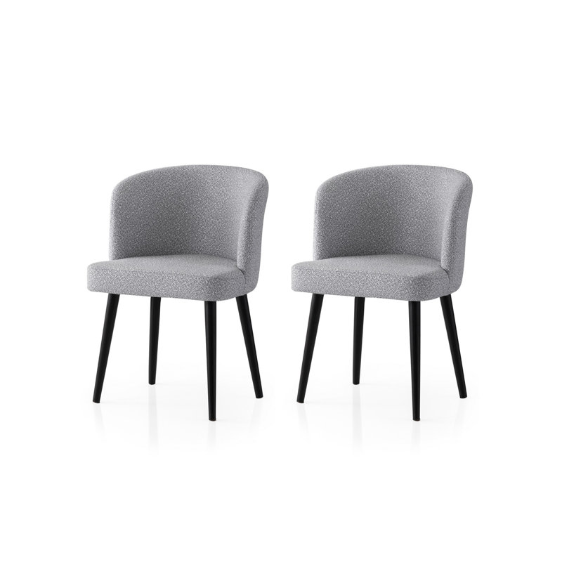 Ensemble de chaises modernes (2 pièces), noir et gris clair, 22,4 x 31,9 x 22,4 pouces | Structure 100% fer, pieds en hêtre, siège en panneau de particules revêtu de mélamine | Conception ergonomique, capacité de poids de 385 lb, parfaite pour la salle à manger et le salon