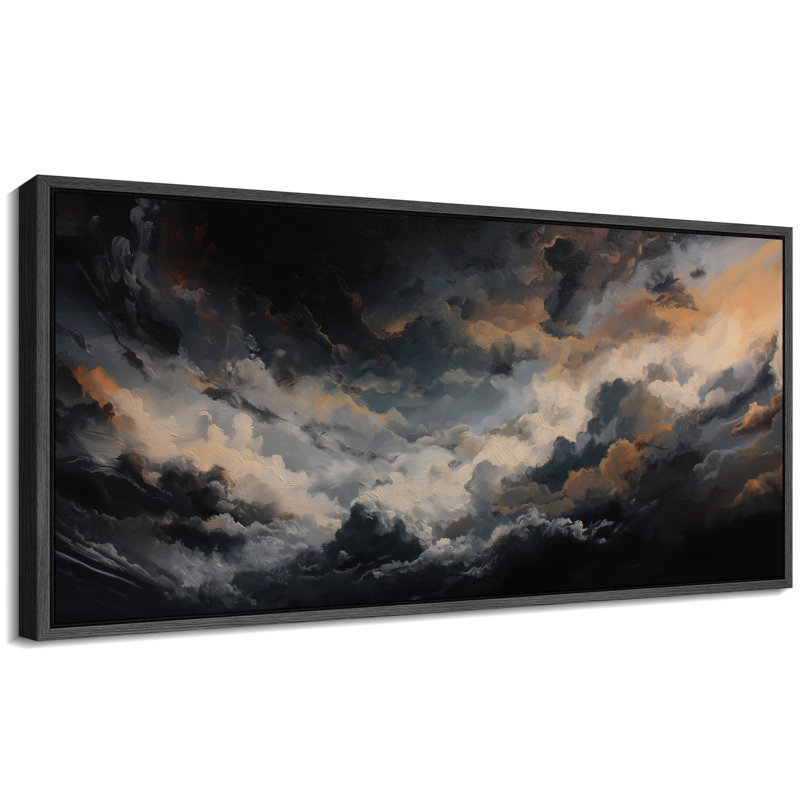 «Majestic Cloudscape Art», impression sur toile encadrée, Cadre flottant noir, H 30 po x l 60 po x P 1,5 po