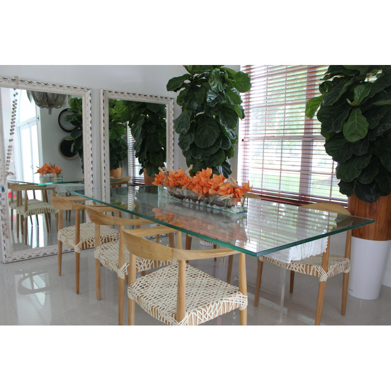 Driftwood Cymbidium Orchids Centerpiece in Glass Planter, 8" H x 24" W x 6" D, Orange