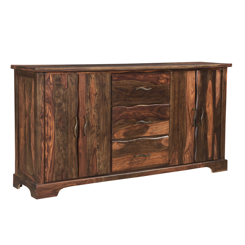 Larae 3-drawer 4-door Live Edge Solid Wood Sideboard, Walnut 