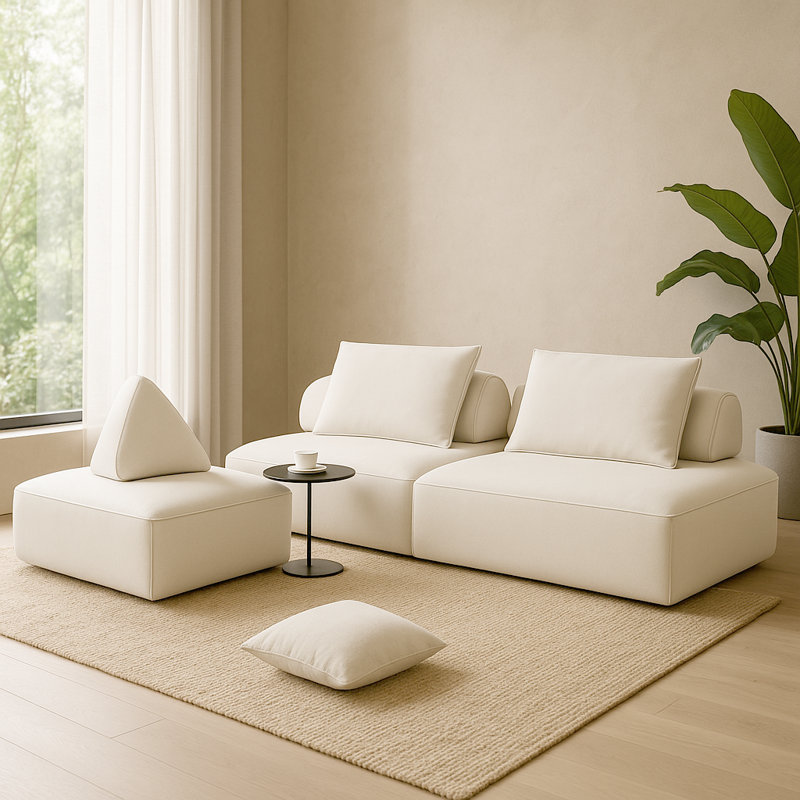 Canapé modulaire surdimensionné de 139 po - Chenille, dossiers amovibles, sans assemblage, beige / gris foncé, Blanc