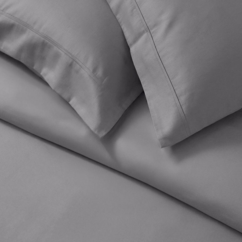 Cotton Blend 800 Thread Count Solid Pillowcase, King, Light Gray