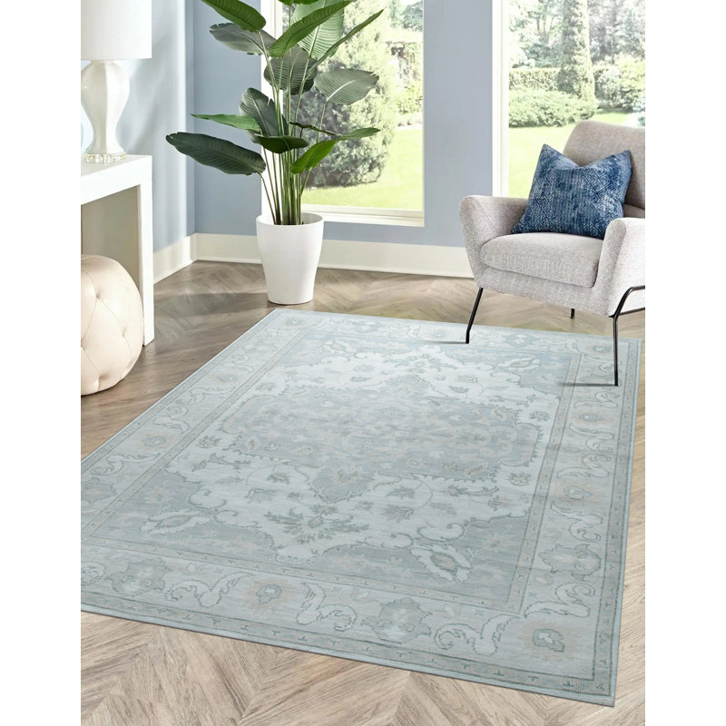 Tapis beige en laine noué à la main Fallsbrooke