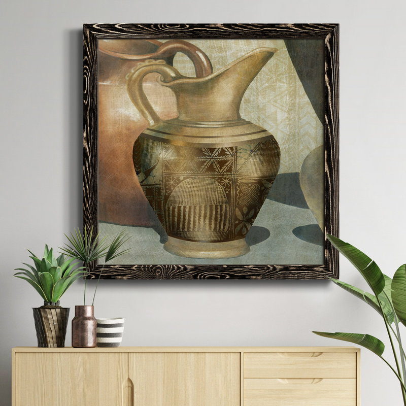 Cadre africain sur toile, "Bateau d'eau africain", H 31,5 po x l 31,5 po x P 1,5 po, Cadre noir