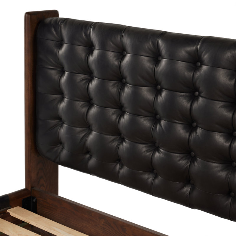 Halston Leather Bed, Terra Brown/Ash, Queen