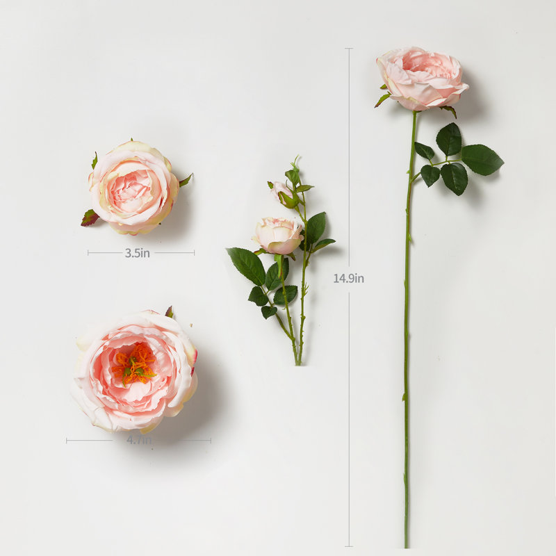15" Artificial Rose Flowers, Pink