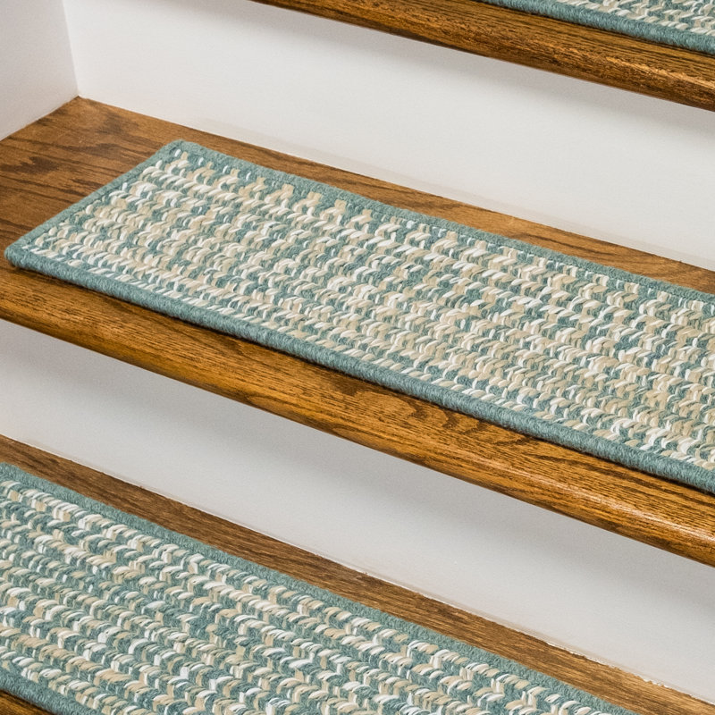 Tapis d'escalier en laine Abdrew Monterey, Bleu sarcelle