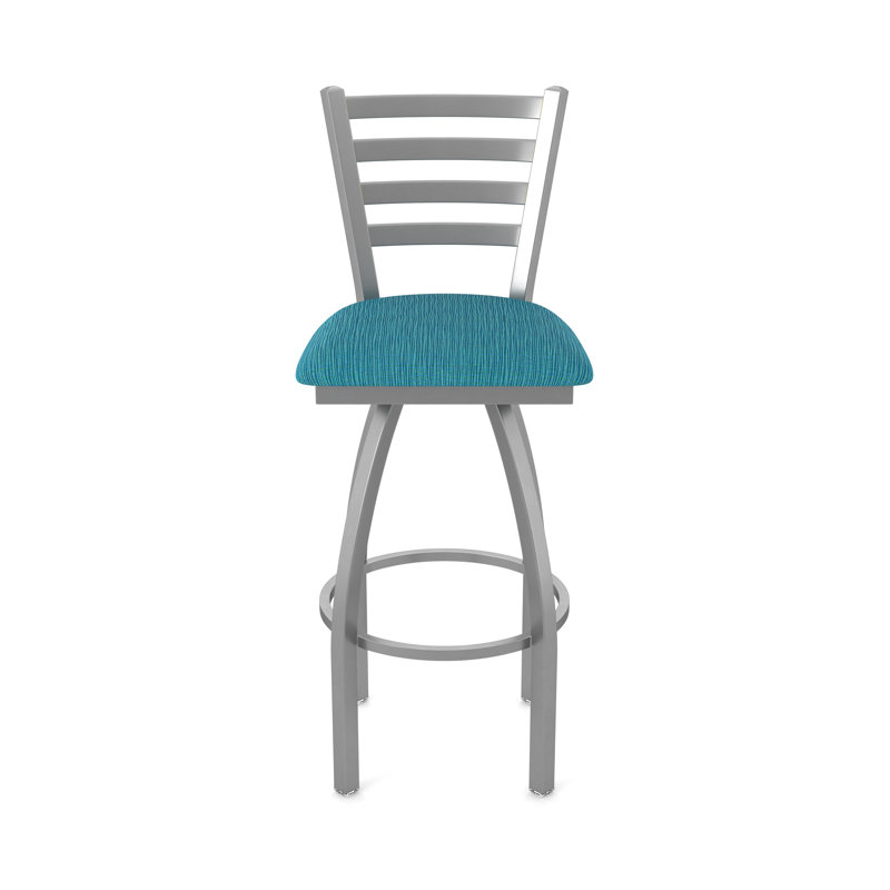 Jackie Swivel Stool, Stainless, Bar Stool (30" Seat Height), Fabric-Graph Tidal