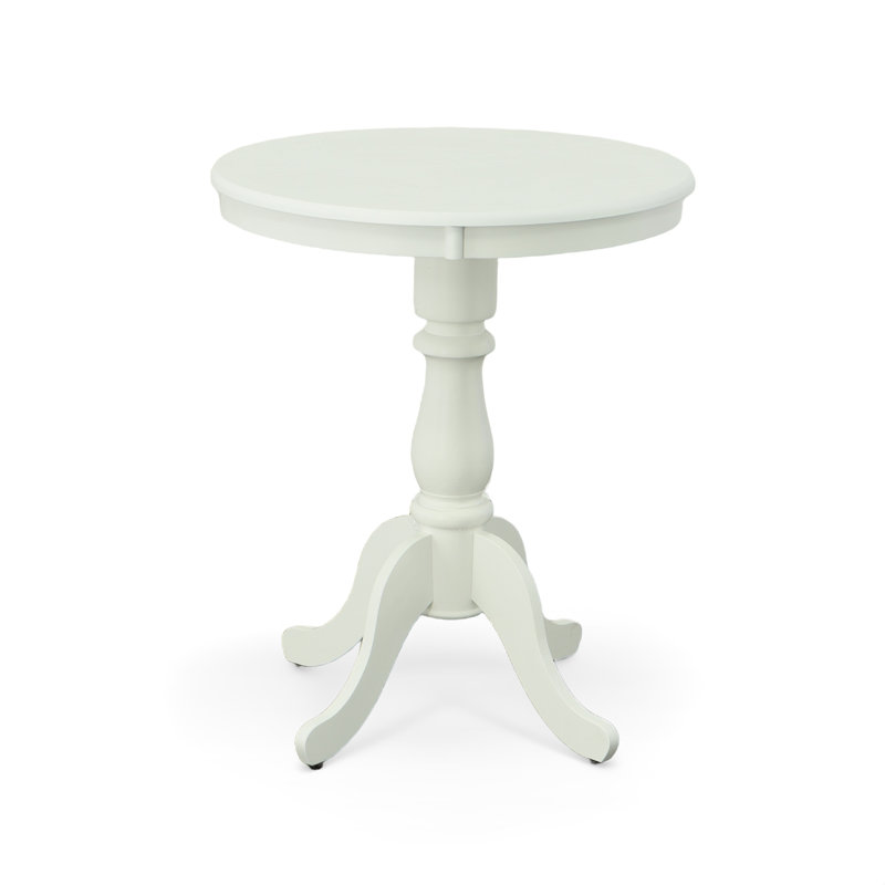 Table de bar ronde classique 30 po blanc avec piédestal compact, Blanc pur