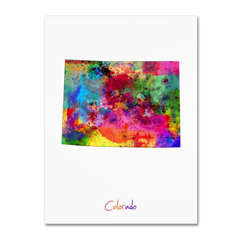 « colorado map », reproduction d’impression sur toile tendue, H 47 po x l 35 po x P 2 po