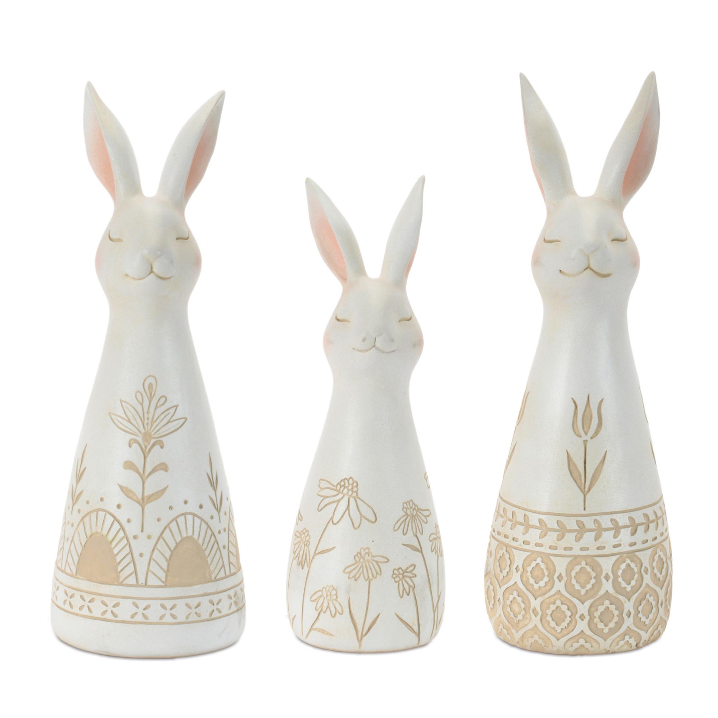 August Grove® Ornate Floral Pattern Rabbit (Set of 3) | Wayfair