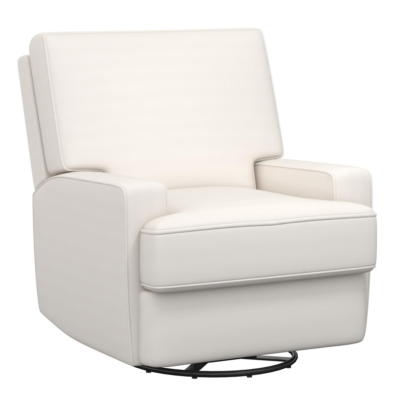 Fauteuil oscillant, inclinable et pivotant rembourré Abingdon, Velours blanc