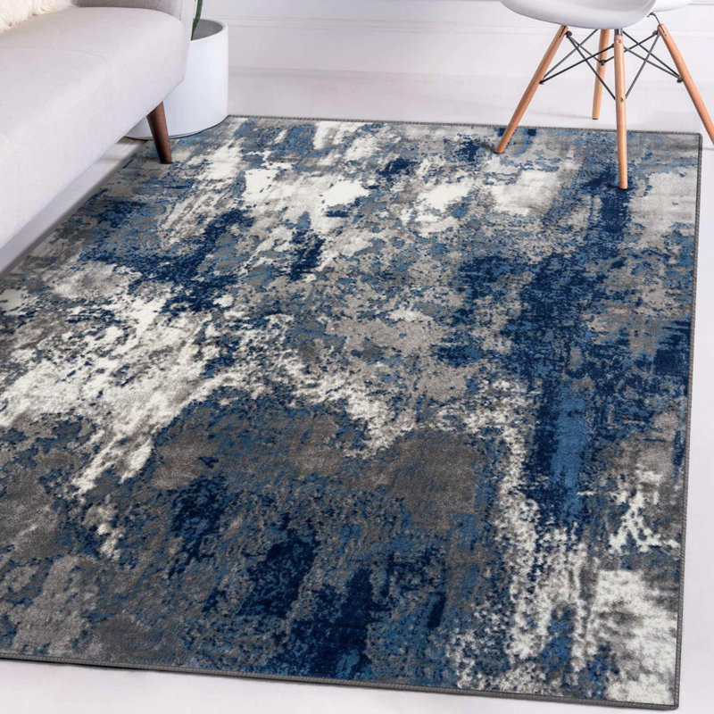 Tapis bleu / gris Serdar, Rectangle 3 pi 11 po x 5 pi 2 po