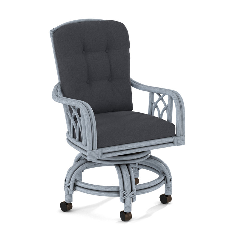 Edgewater Castered Arm Chair, White Sugar Performance; 0863-91, Sea Glass