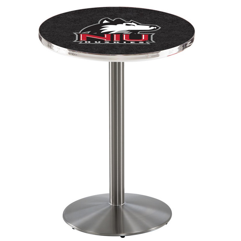 Round Metal Base Dining Table, Stainless Steel, University of Northern Illinois