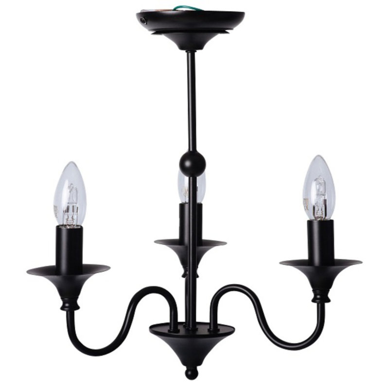 Harwich 3 - Light Candle Style Chandelier, Black