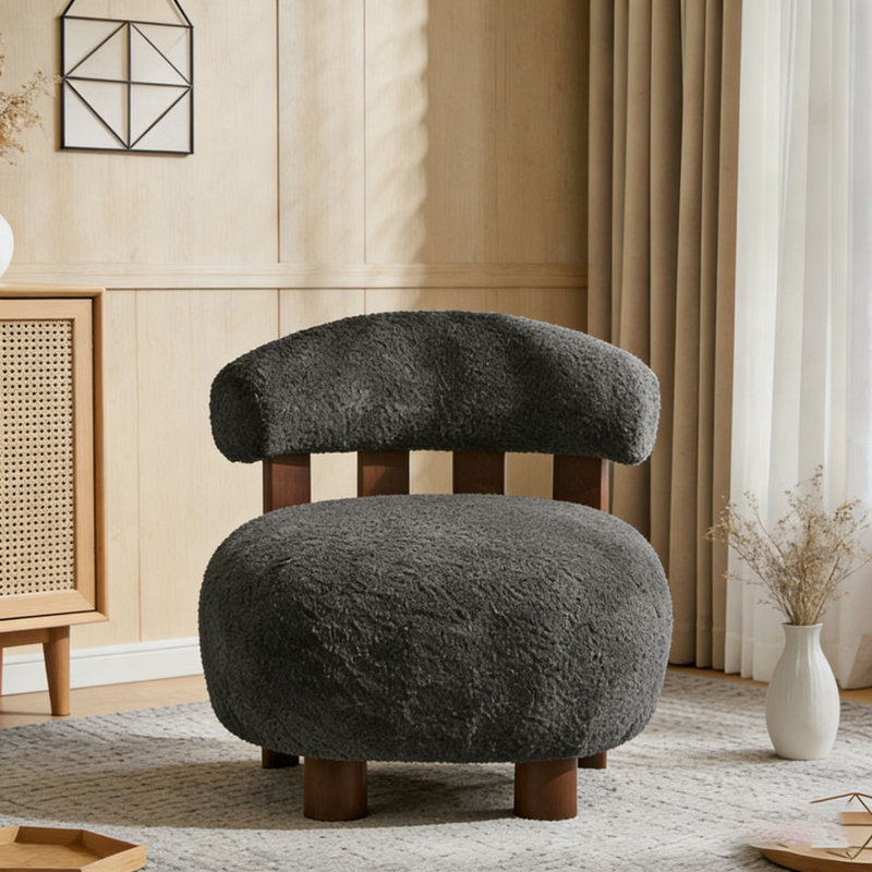 Fauteuil d'appoint Modern, Dark Gray,Walnut
