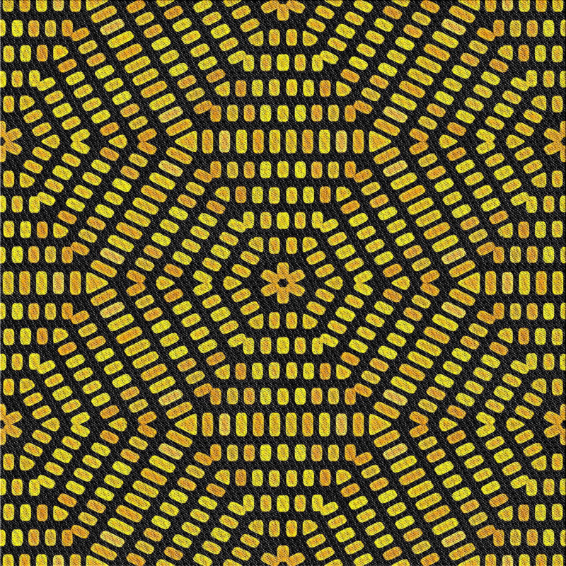 Tapis jaune/noir tissé à la machine, Carré 6 pi