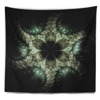 Tapisserie fleur abstraite jaune et vert