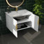 Meuble-lavabo de style rétro 30 po avec lavabo en céramique, configuration de robinet à 3 trous, armoire de rangement avec 2 portes à fermeture silencieuse-1539927390