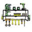Support mural robuste pour organisateur d'outils électriques, support de rangement pour perceuse sans fil, support pour outils à batterie avec tablette de station de charge pour organisation de garage, atelier, panneau perforé, remise - 26 pouces, 7 fentes