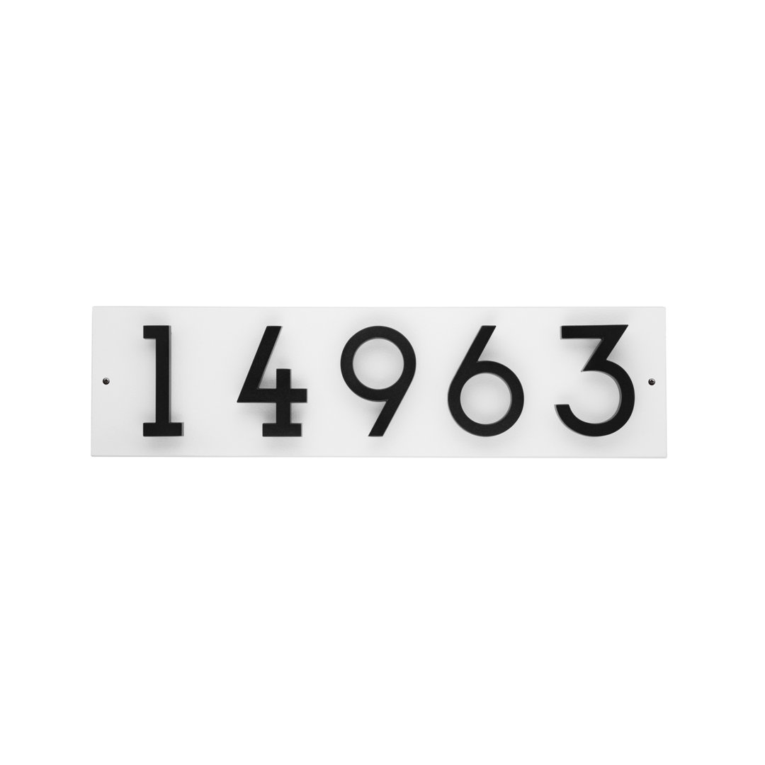 Floating Stand-Off 5-Number Horizontal Sign, White /W/ Black Modern Font Numbers Whitehall Products 