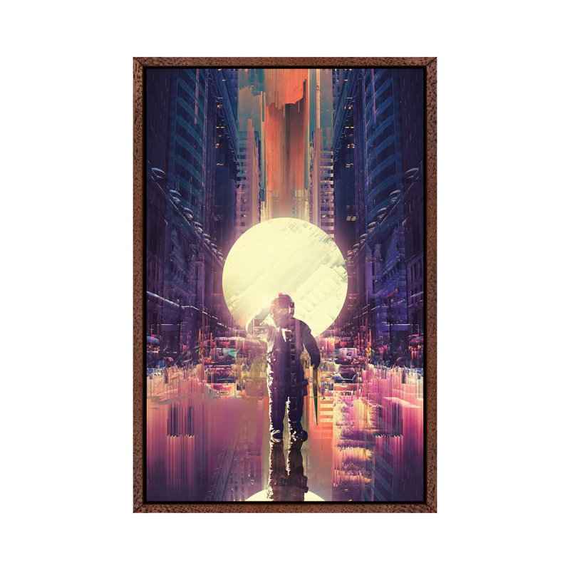 Lost in the City 1 Piece Wall Art on Canvas, 101.6cm H x 66.04cm W x 3.81cm D, Classic Brown Wood Framed
