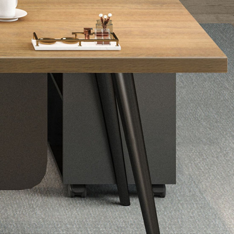 Bureau de direction en bois massif avec tiroirs Burlywood, 29,53 po H * 78,74 po L * 70,87 po P, Gauche