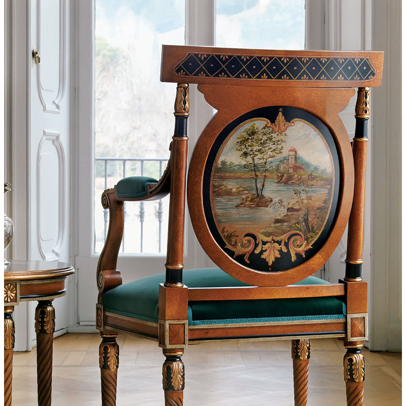 Chaise avec accoudoirs vert / cerise