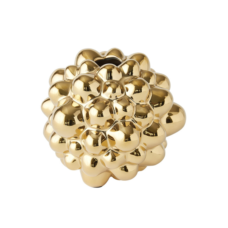 Bubble Vase, 6.75" H x 7" W x 7" D, Bright Gold