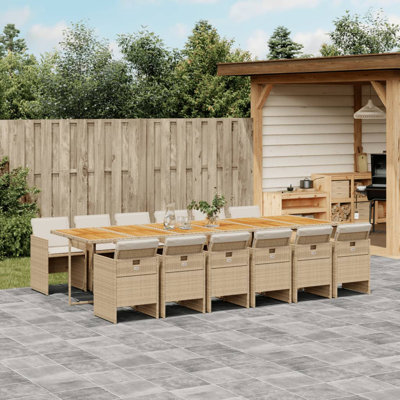  Patio Dining Set Set Of 12 Beige And Brown