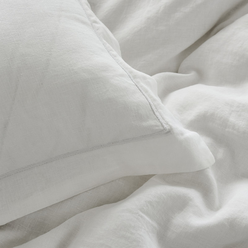 100% Linen Duvet Cover Set, Queen Duvet Cover + 2 Shams, White