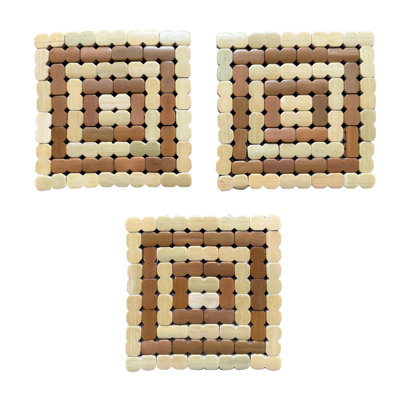 Ensemble de 3 sous-tapis carrés en bambou résistants à la chaleur pour la protection des comptoirs et des tables de cuisine - Sous-verres pour plats chauds, casseroles, poêles, théières et assiettes - Bambou clair, L 6,25 x l 6,25