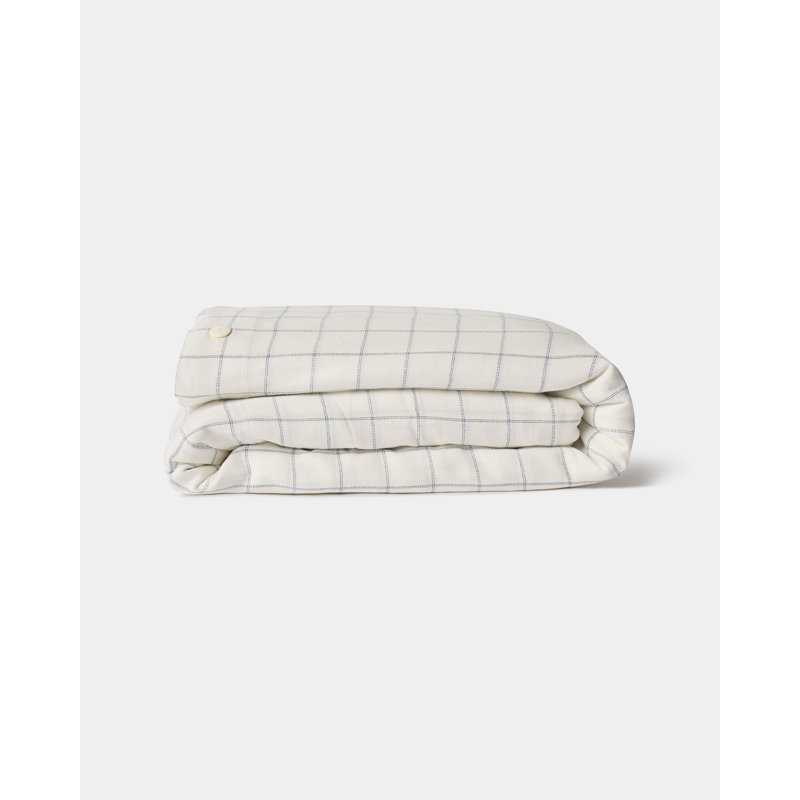 Schoolhouse Windowpane Plaid Cotton Duvet Cover, Twin Duvet Cover, Indigo Plaid