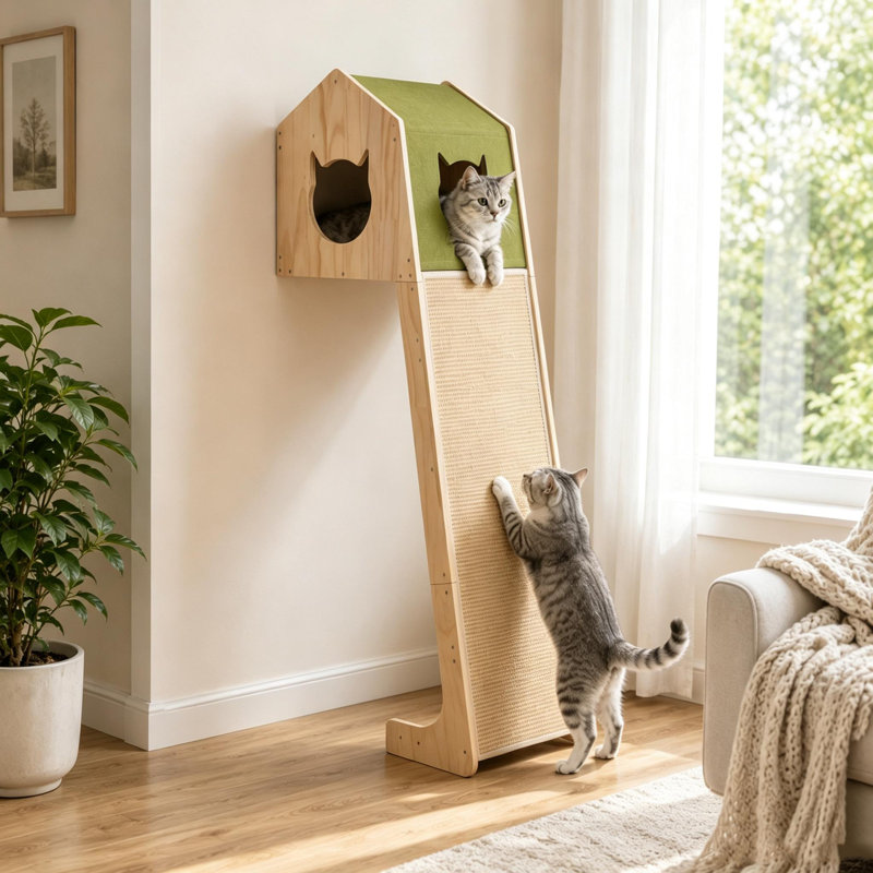 58.3‘’H Cat Tower With Scratching And Cat Condo Perch For Large Cats