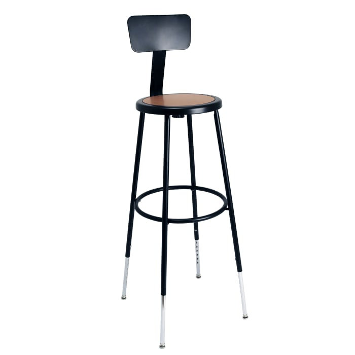 Felix Height Adjustable Steel Stool with Backrest, AssemblyReady, Extra Tall, Black
