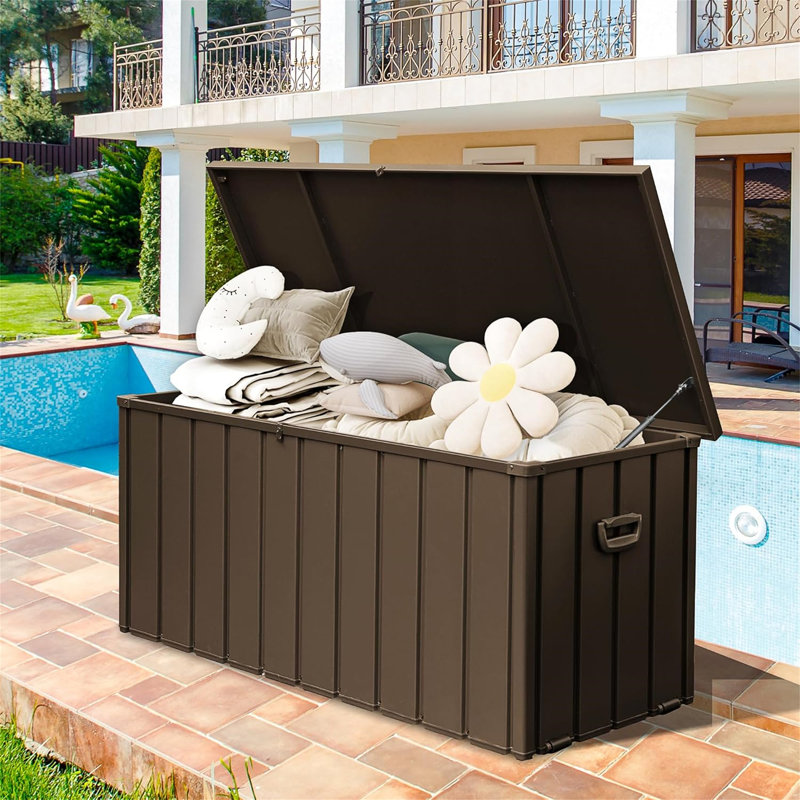 Coffre de terrasse en métal 190 gallons, Marron foncé