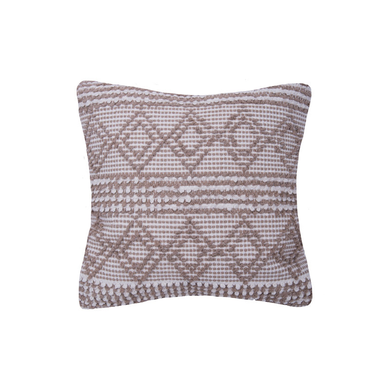 Trinity Sky Geometric Woven Square Throw Pillow, Dune
