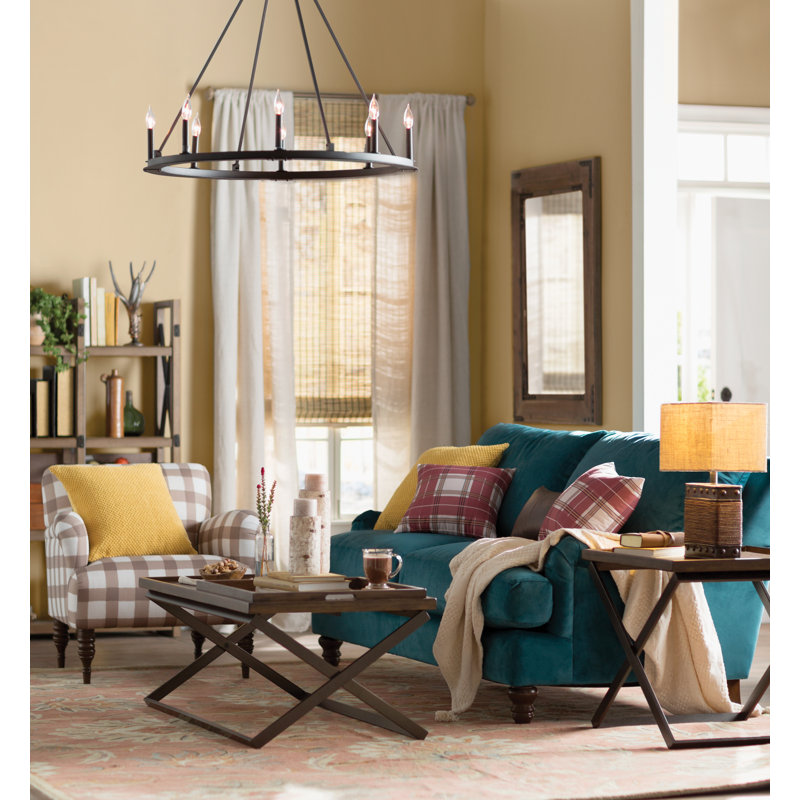 Pearson Dimmable Wagon Wheel Chandelier, 8