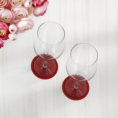 Sous-verres ronds en cuir vegan rouge Christmas Berries